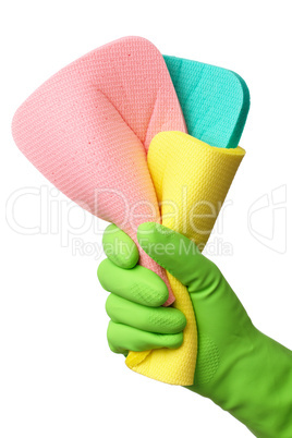 Few washing sponges in hand