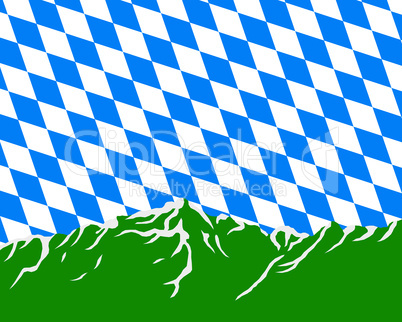 Gebirge mit Fahne von Bayern