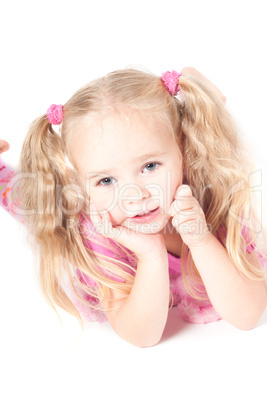 Little cute girl in studio