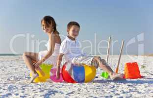 Children, Boy and Girl, Playing On a Beach