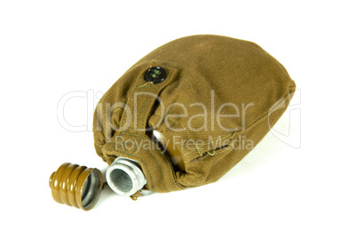 The image of a soldier's flask, isolated, on a white background