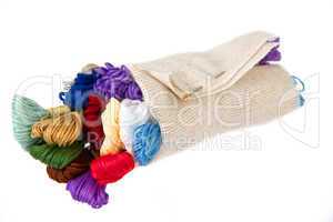 The image of silk threads for embroidery wrapped in an outline,