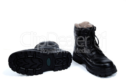 Black man's boots, on the white background, isolated