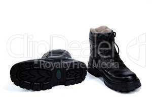 Black man's boots, on the white background, isolated