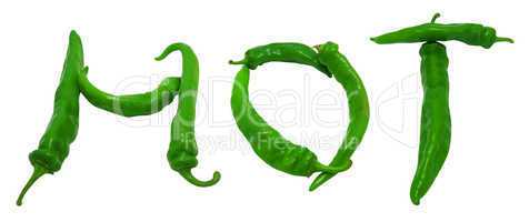 Hot text composed of green peppers