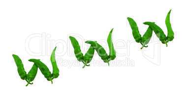 WWW text composed of green peppers