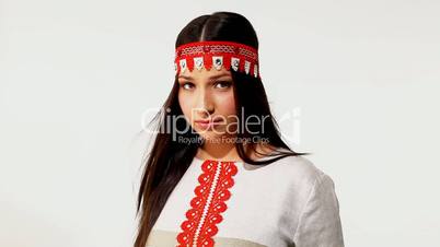 Young girl in traditional russian costume