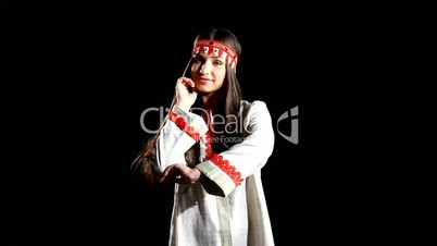 Young girl in traditional russian costume