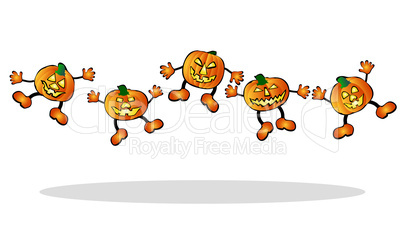 springende, fröhliche halloween kürbisse