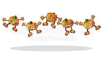 springende, fröhliche halloween kürbisse
