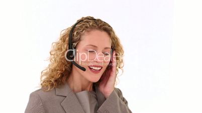 Frau mit Headset