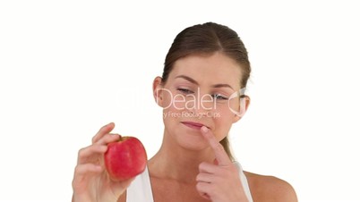 Frauenpoträt mit Apfel