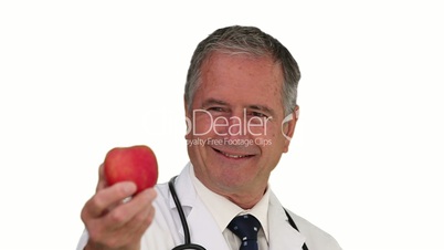 Mann mit Apfel