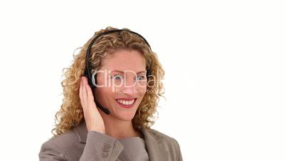 Frau mit Headset