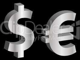 Dollar und Euro Zeichen