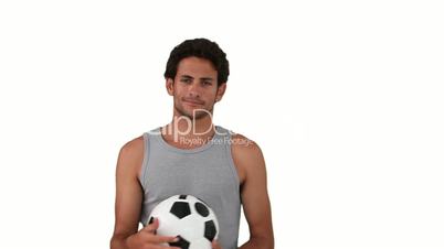 Mann mit Fussball