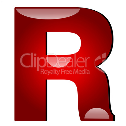 reflektierender Buchstabe R