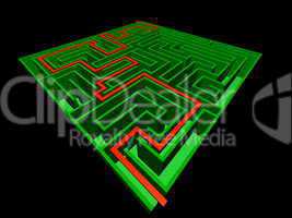 3D view of the maze - solved