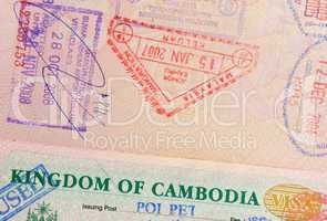 passport with malaysian and cambodian stamps