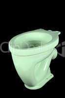 The light green toilet bowl, isolated on black background