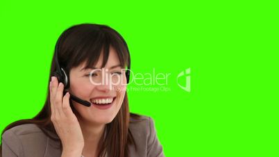 Frau mit Headset