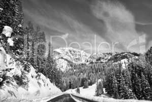 Snow on the Dolomites Mountains, Italy