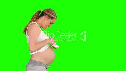 Schwangere vor einem Green-Screen