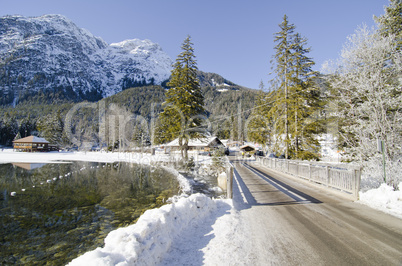 Snowy Landscape of Dolomites Mountains during Winter