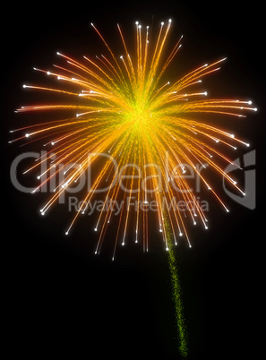 Festive orange fireworks at night
