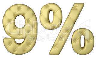 Luxury beige leather font 9 numeral and percent
