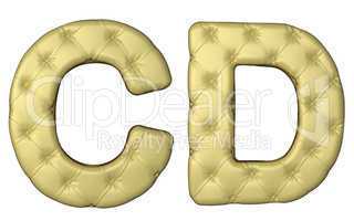 Luxury beige leather font C D letters