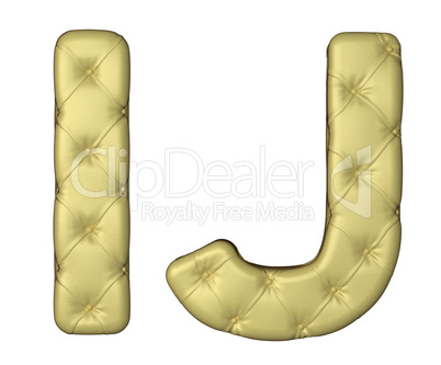Luxury beige leather font I J letters