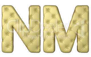 Luxury beige leather font N M letters