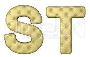 Luxury beige leather font S T letters