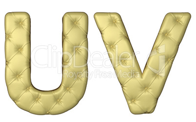 Luxury beige leather font U V letters