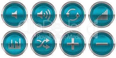 Blue Control panel buttons isolated