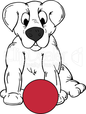 Vector illustration of a dog with a ball