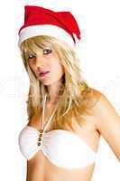 Junge Frau mit Weihnachtsmuetze 895