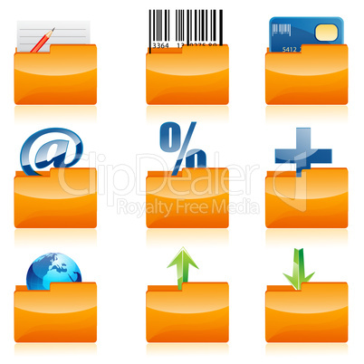 business icons in folder