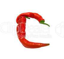 Letter C composed of chili peppers