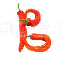 Letter B composed of chili peppers