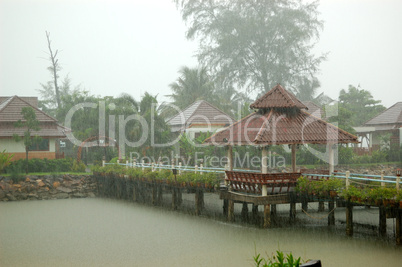 Heavy tropical rain at the resort, Koh Chang, Thailand