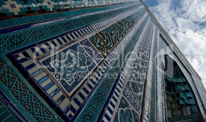 Blue tiled facades of Shahi-Zinda Necropolis, Samarkand, Uzbekis