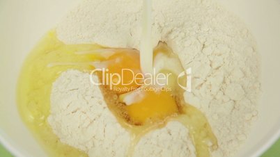 Milk And Butter Into Cake Mix