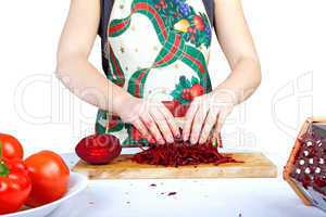 Woman cooking beetroot