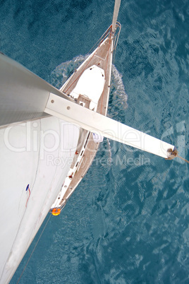 Top view of sailing boat