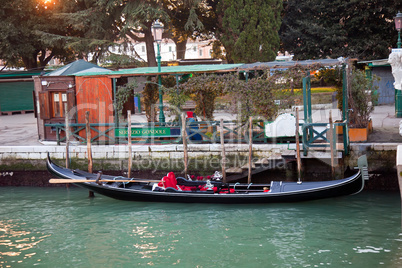 Gondola at servizio gondole station in Venice
