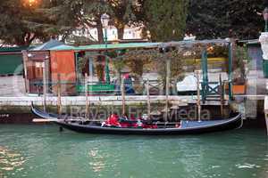 Gondola at servizio gondole station in Venice