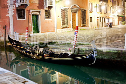 Venetian gondola at night