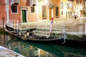 Venetian gondola at night